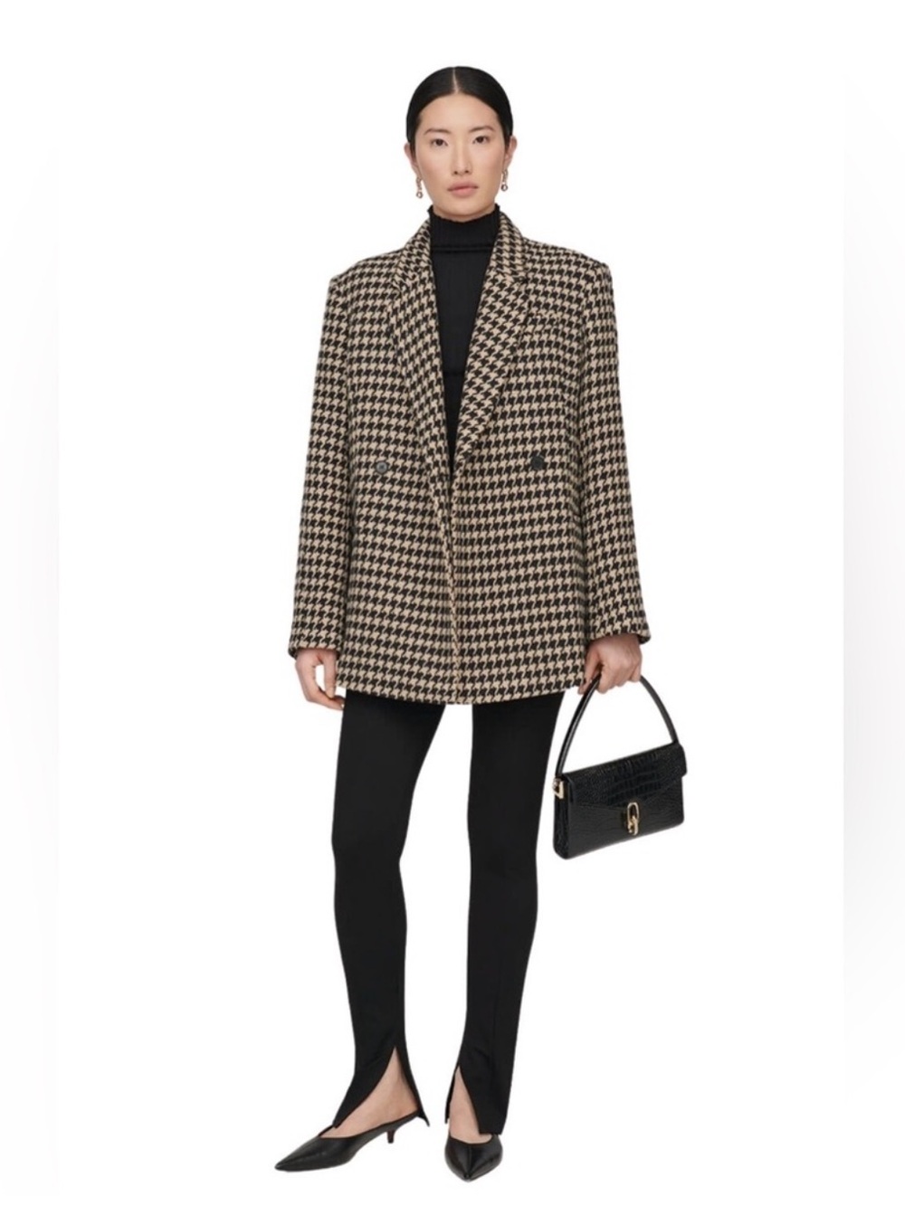 ANINE BING
Kaia houndstooth double-breasted blazer